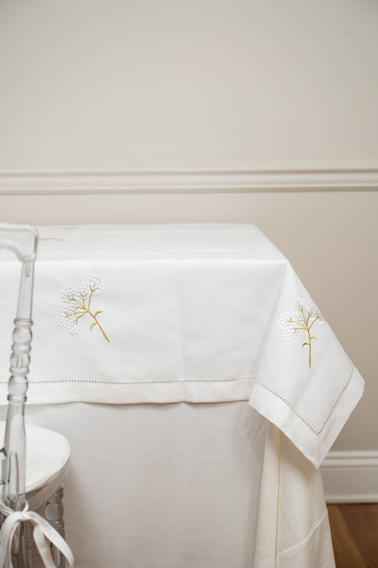 White Hemstitch with Flowers