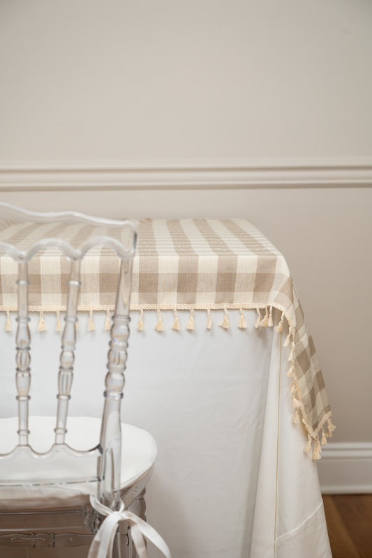 Taupe Plaid Topper  55”x55” and 55”x102”
