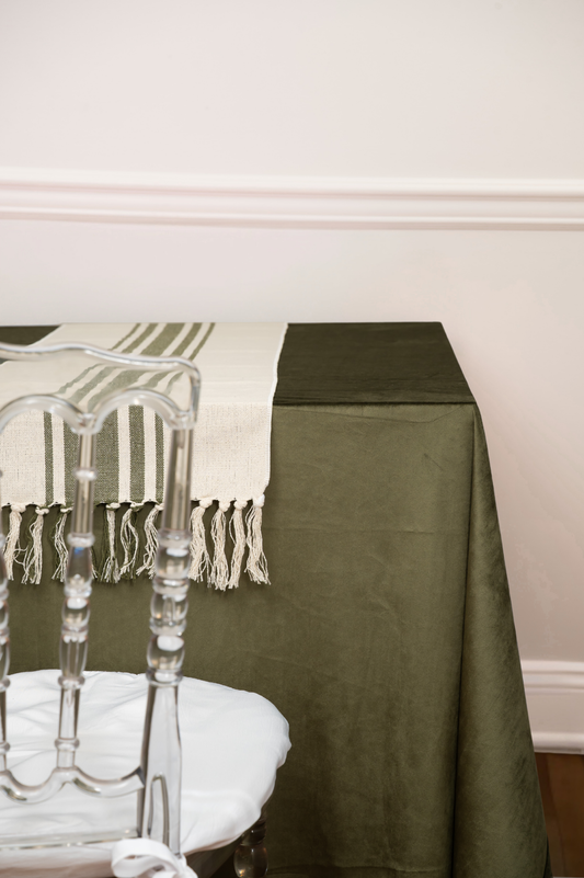 Olive Stripe Fringed Runner