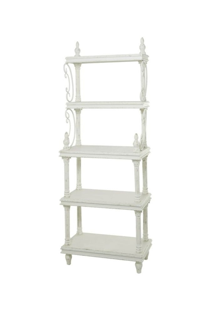 Shabby Chic White Wood Shelving: 86” Height/32” Width