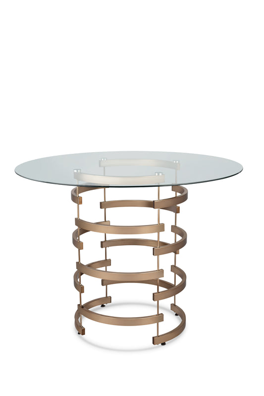 Glass & Gold Table:     48” diameter/36” height