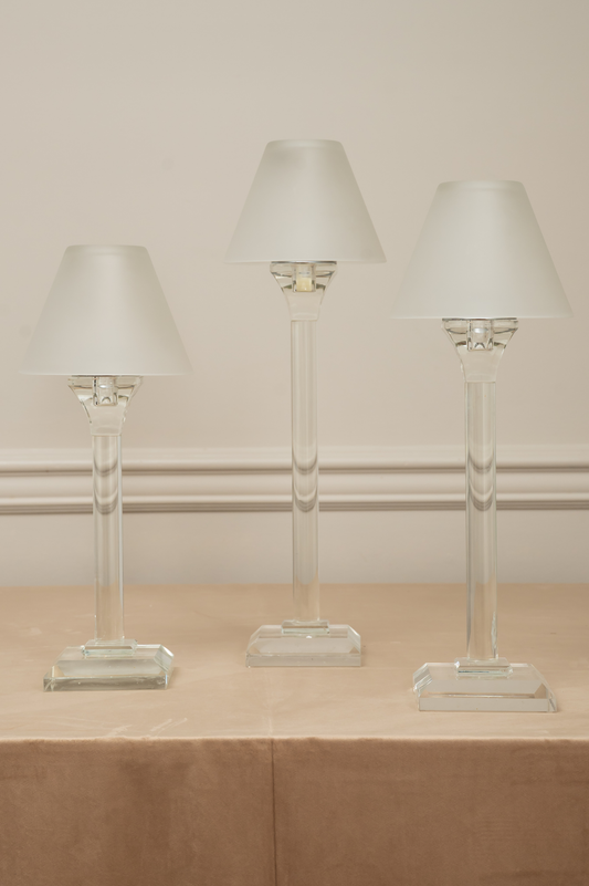 White Frosted Glass Lamp Set